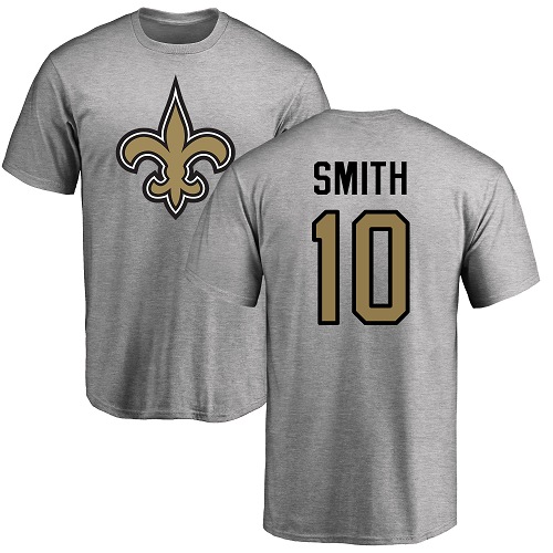 Men New Orleans Saints Ash Tre Quan Smith Name and Number Logo NFL Football #10 T Shirt->new orleans saints->NFL Jersey